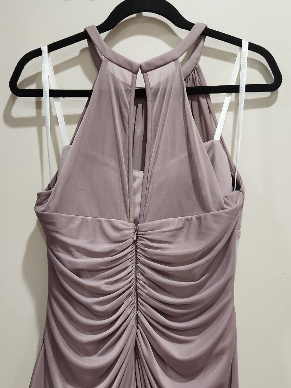 David's Bridal Elegant Mauve Halter Cocktail Dress Size 14 - Picture 7 of 12